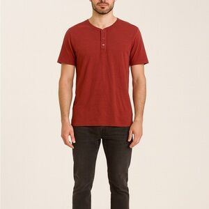 Gap Size Large Red 1/4 Button "Lived In" T-Shirt.